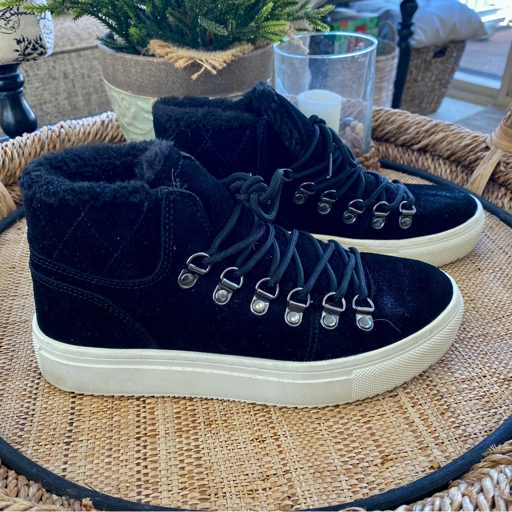 Marc Fisher “Sana” Womens Suede Shearling Booties